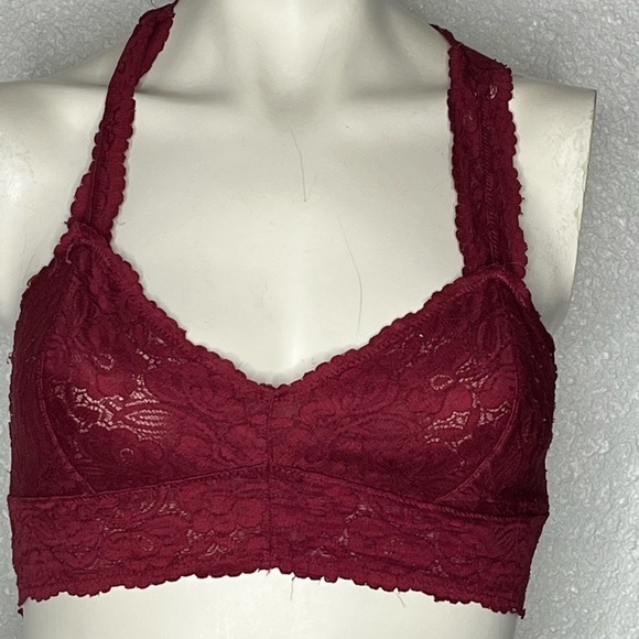 Free People Galloon Racerback Bralette Medium Maroon - Picture 3 of 8